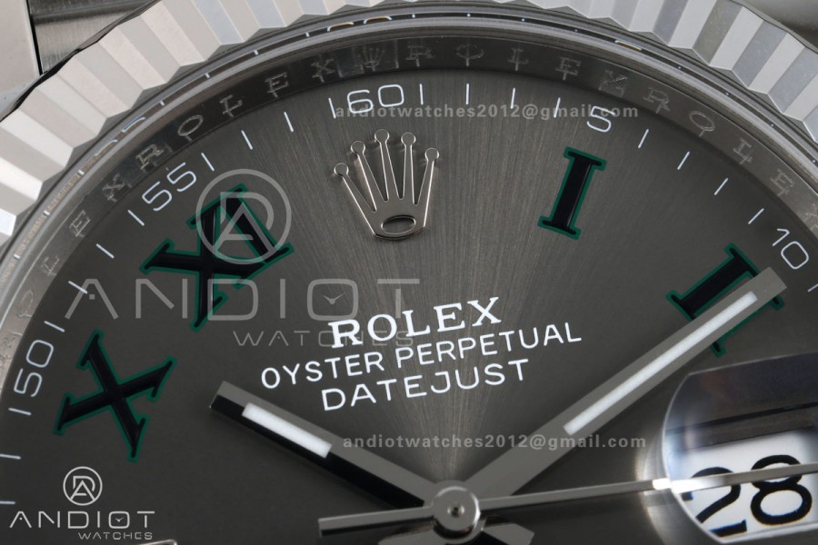 DateJust 41 126334 GOLD Maker 1:1 Best Edition Gray Dial Green Roman on Jubilee Bracelet JH3235 (Free Sprung)