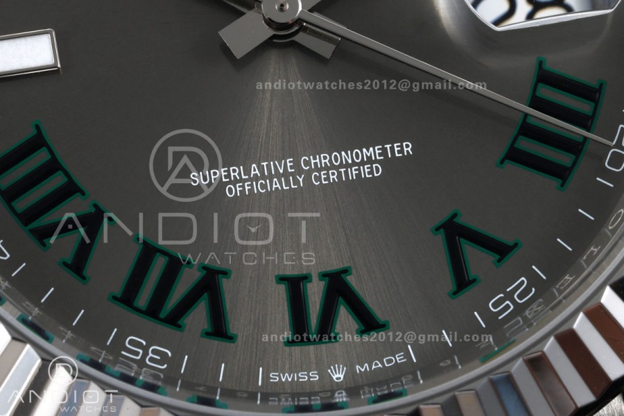 DateJust 41 126334 GOLD Maker 1:1 Best Edition Gray Dial Green Roman on Jubilee Bracelet JH3235 (Free Sprung)