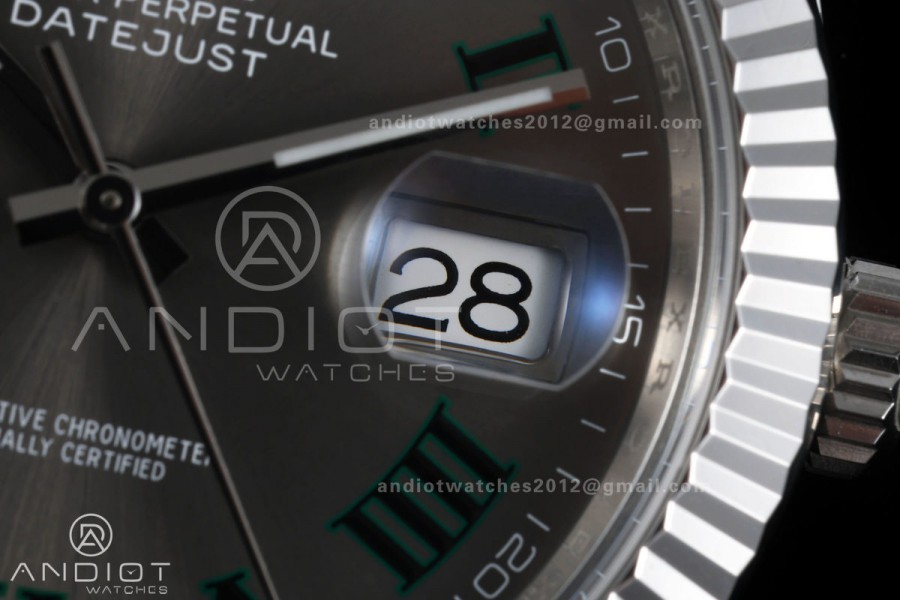 DateJust 41 126334 GOLD Maker 1:1 Best Edition Gray Dial Green Roman on Jubilee Bracelet JH3235 (Free Sprung)