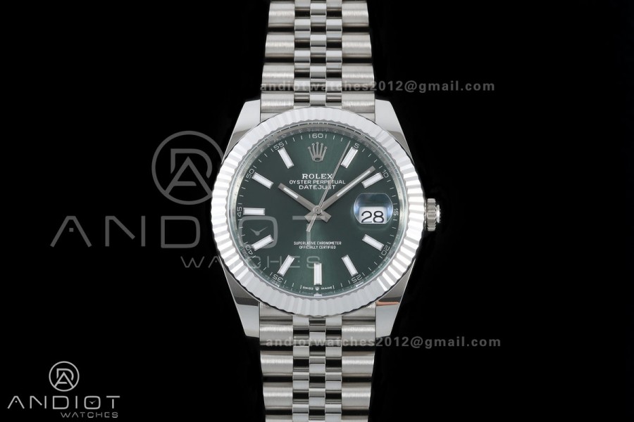 DateJust 41 126334 GOLD Maker 1:1 Best Edition Green Stick Dial on Jubilee Bracelet JH3235 (Free Sprung)