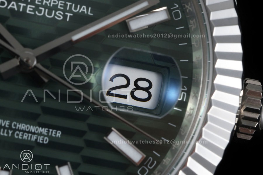 DateJust 41 126334 GOLD Maker 1:1 Best Edition Green Textured Stick Dial on Jubilee Bracelet JH3235 (Free Sprung)