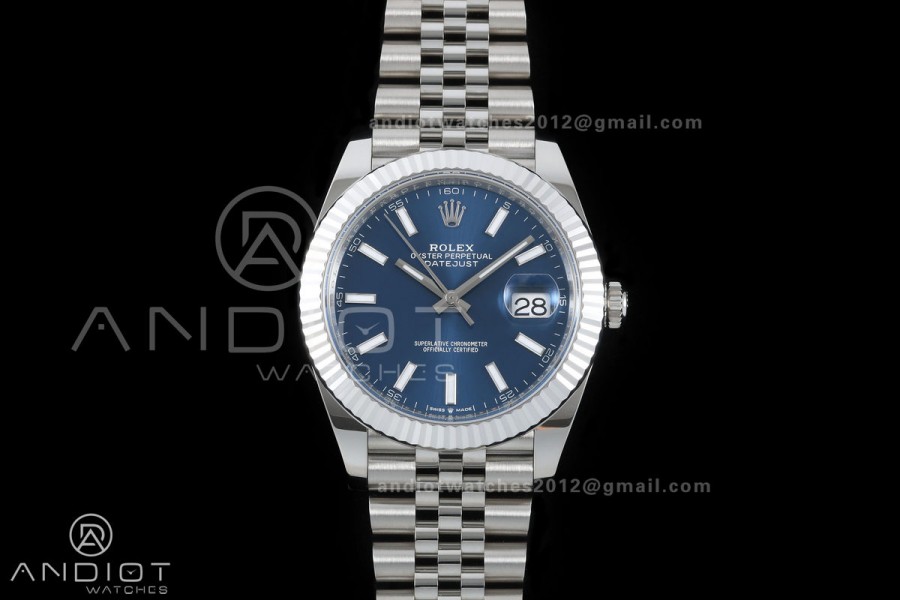 DateJust 41 126334 GOLD Maker 1:1 Best Edition Blue Stick Dial on Jubilee Bracelet JH3235 (Free Sprung)