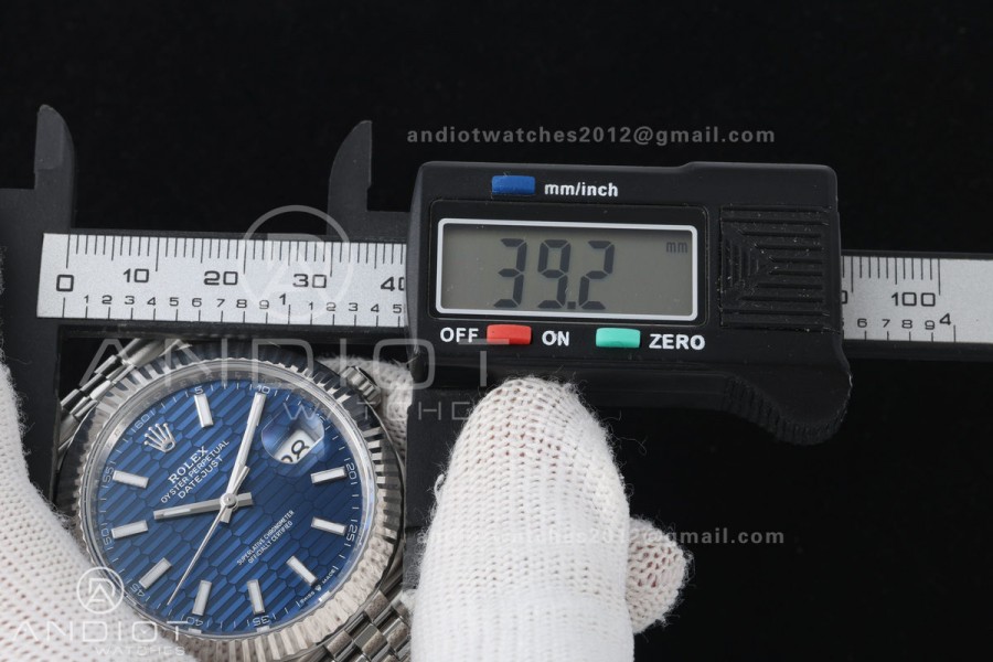DateJust 41 126334 GOLD Maker 1:1 Best Edition Blue Textured Stick Dial on Jubilee Bracelet JH3235 (Free Sprung)