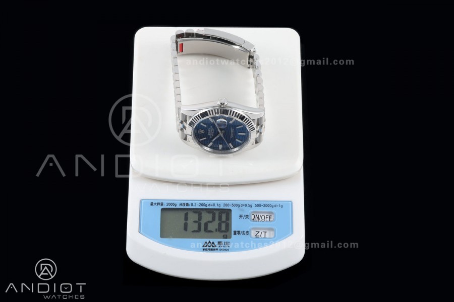 DateJust 41 126334 GOLD Maker 1:1 Best Edition Blue Textured Stick Dial on Jubilee Bracelet JH3235 (Free Sprung)