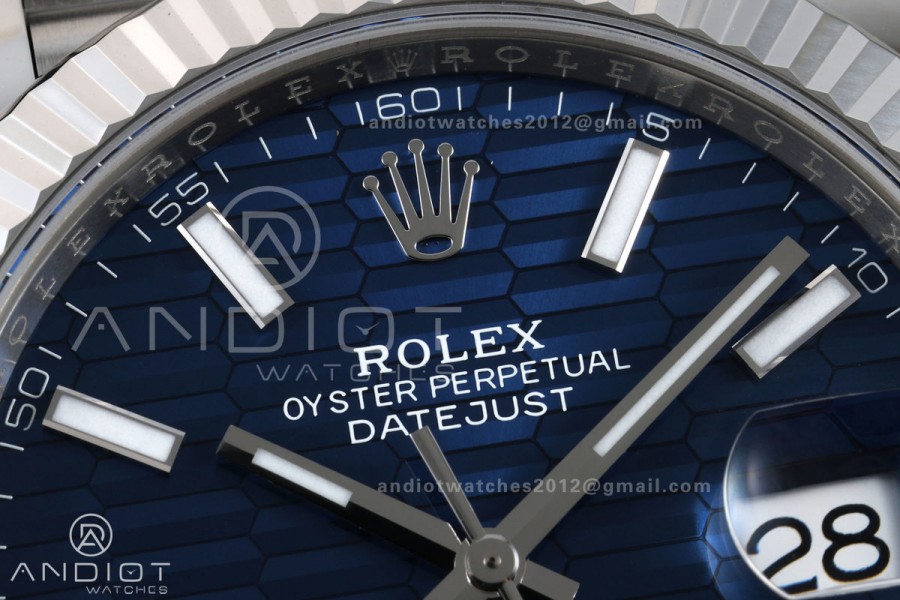 DateJust 41 126334 GOLD Maker 1:1 Best Edition Blue Textured Stick Dial on Jubilee Bracelet JH3235 (Free Sprung)