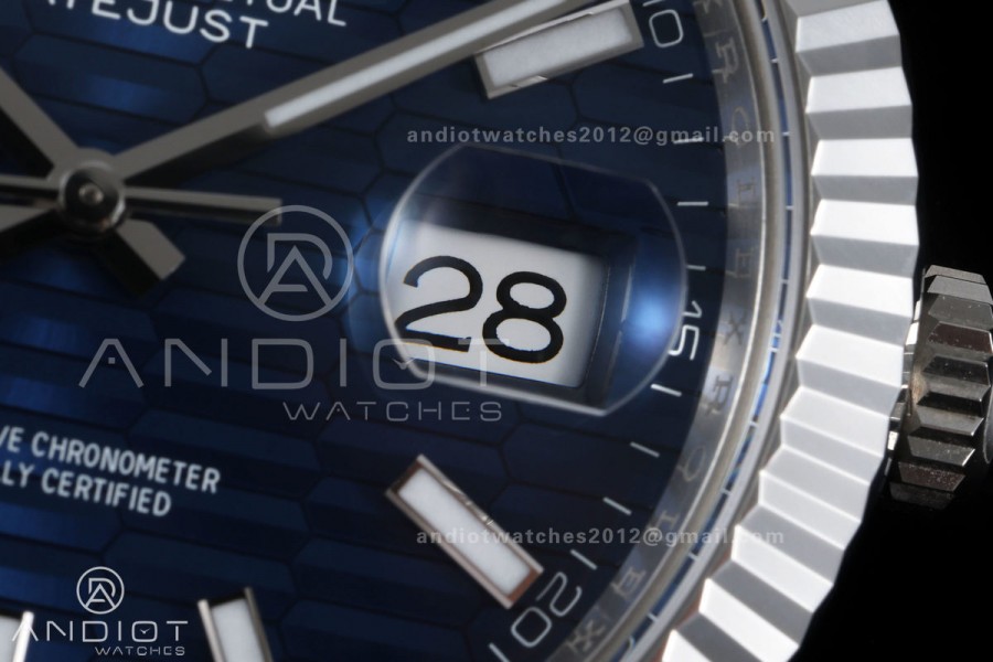 DateJust 41 126334 GOLD Maker 1:1 Best Edition Blue Textured Stick Dial on Jubilee Bracelet JH3235 (Free Sprung)