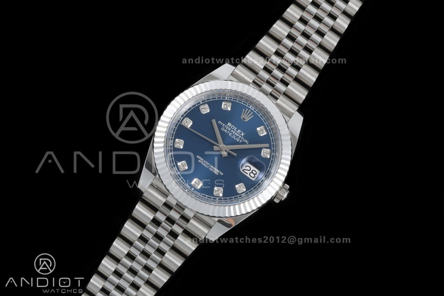 DateJust 41 126334 GOLD Maker 1:1 Best Edition Blue Diamonds Dial on Jubilee Bracelet JH3235 (Free Sprung)