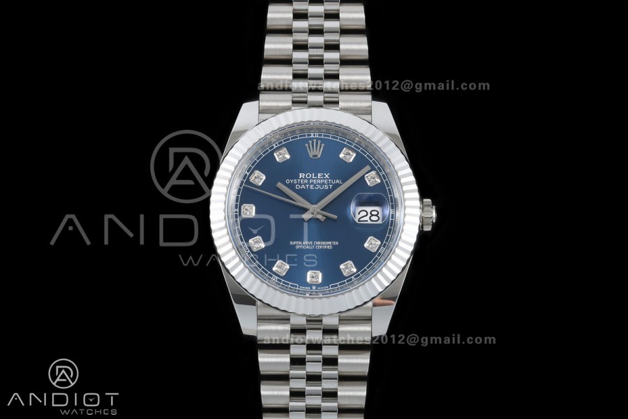 DateJust 41 126334 GOLD Maker 1:1 Best Edition Blue Diamonds Dial on Jubilee Bracelet JH3235 (Free Sprung)