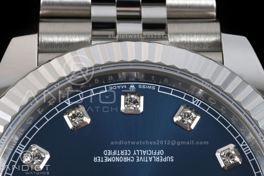 DateJust 41 126334 GOLD Maker 1:1 Best Edition Blue Diamonds Dial on Jubilee Bracelet JH3235 (Free Sprung)