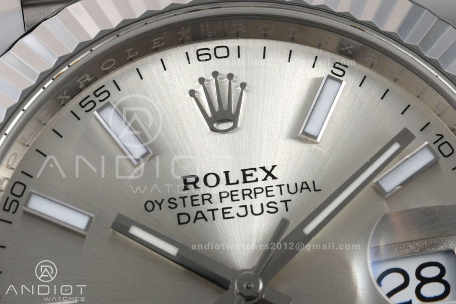 DateJust 41 126334 GOLD Maker 1:1 Best Edition Silver Textured Stick Dial on Jubilee Bracelet JH3235 (Free Sprung)