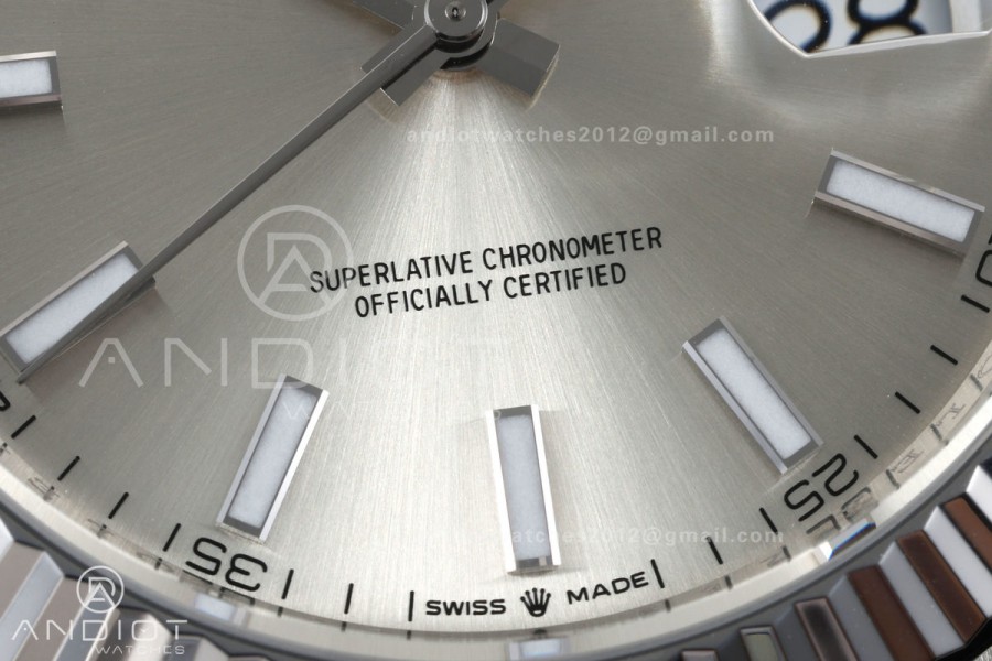 DateJust 41 126334 GOLD Maker 1:1 Best Edition Silver Textured Stick Dial on Jubilee Bracelet JH3235 (Free Sprung)