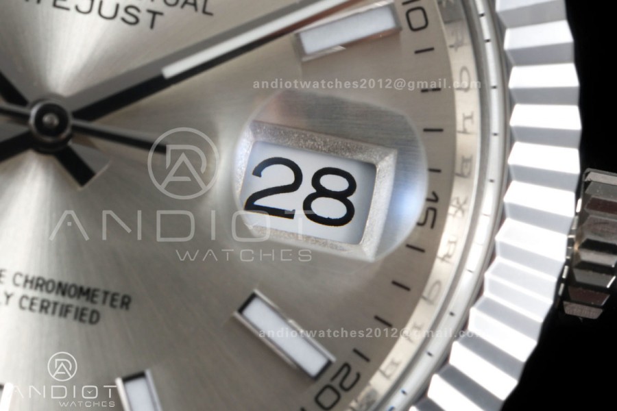 DateJust 41 126334 GOLD Maker 1:1 Best Edition Silver Textured Stick Dial on Jubilee Bracelet JH3235 (Free Sprung)