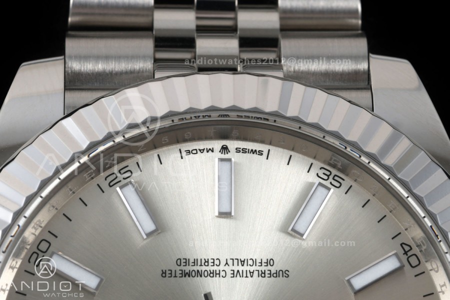 DateJust 41 126334 GOLD Maker 1:1 Best Edition Silver Textured Stick Dial on Jubilee Bracelet JH3235 (Free Sprung)