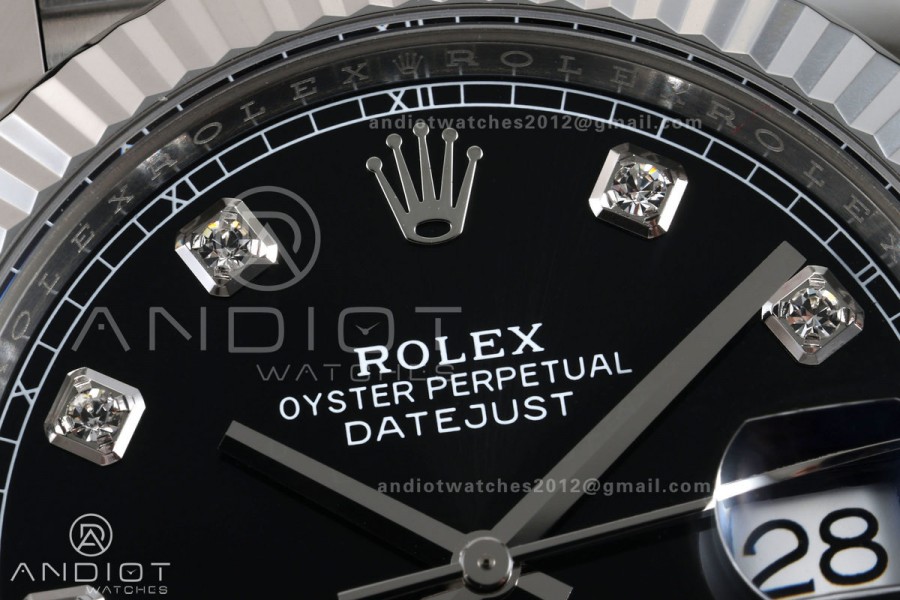 DateJust 41 126334 GOLD Maker 1:1 Best Edition Black Diamonds Dial on Jubilee Bracelet JH3235 (Free Sprung)