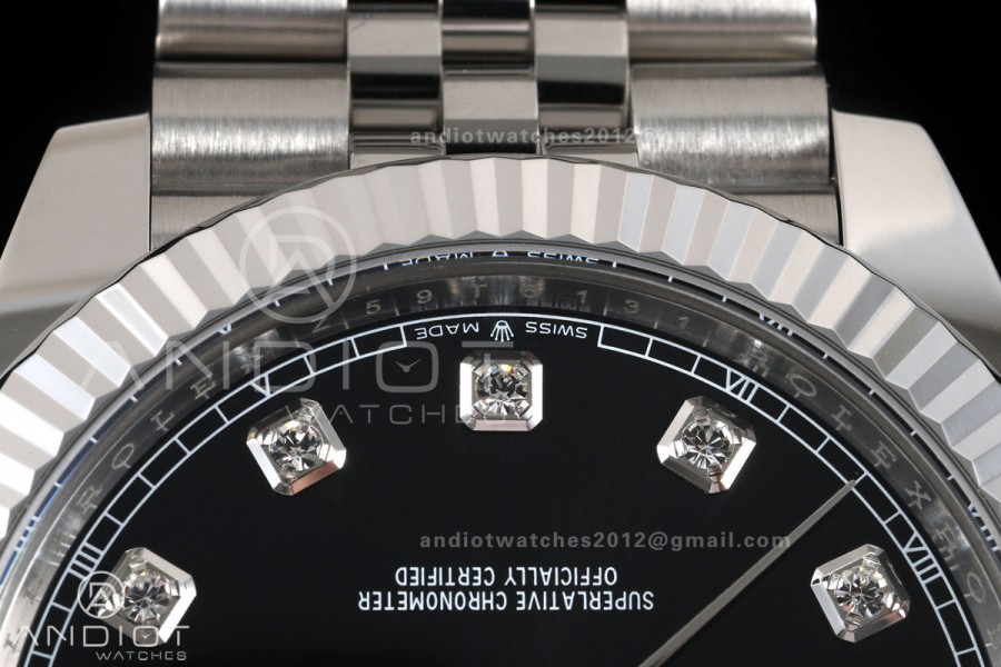 DateJust 41 126334 GOLD Maker 1:1 Best Edition Black Diamonds Dial on Jubilee Bracelet JH3235 (Free Sprung)