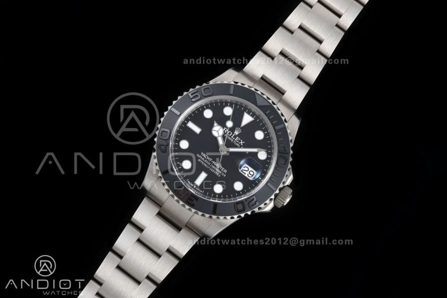 Yacht-Master 226627 Titanium GOLD Maker 1:1 Best Edition Black Dial on Titanium Bracelet JH3235 V18 (Free Sprung)
