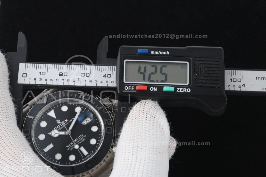 Yacht-Master 226627 Titanium GOLD Maker 1:1 Best Edition Black Dial on Titanium Bracelet JH3235 V18 (Free Sprung)