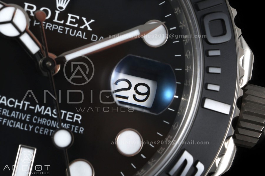 Yacht-Master 226627 Titanium GOLD Maker 1:1 Best Edition Black Dial on Titanium Bracelet JH3235 V18 (Free Sprung)