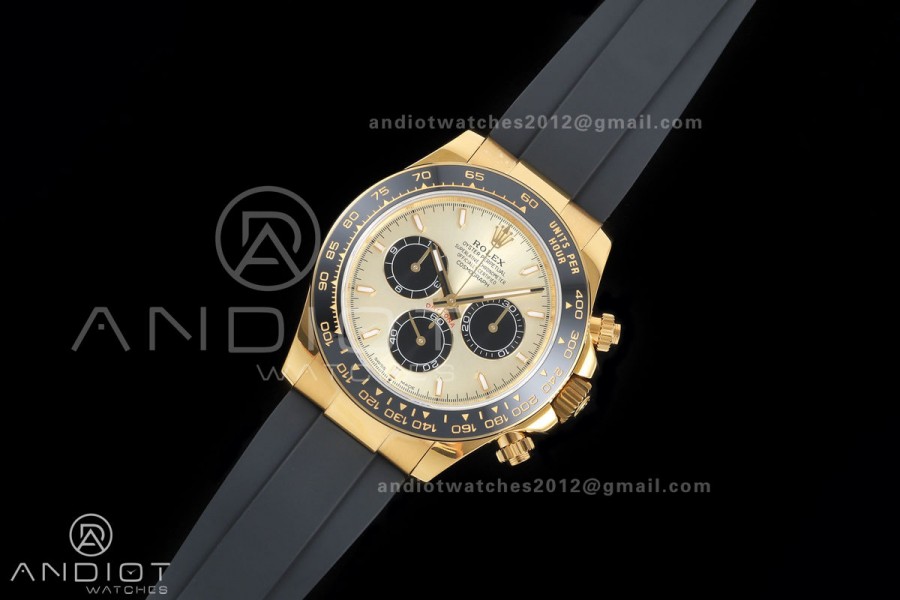 Daytona 126518 QF 1:1 Best Edition YG/Black Dial on Oysterflex Strap JH4131 V18 Weighted (Free Sprung)