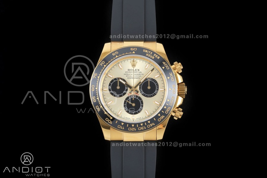 Daytona 126518 QF 1:1 Best Edition YG/Black Dial on Oysterflex Strap JH4131 V18 Weighted (Free Sprung)