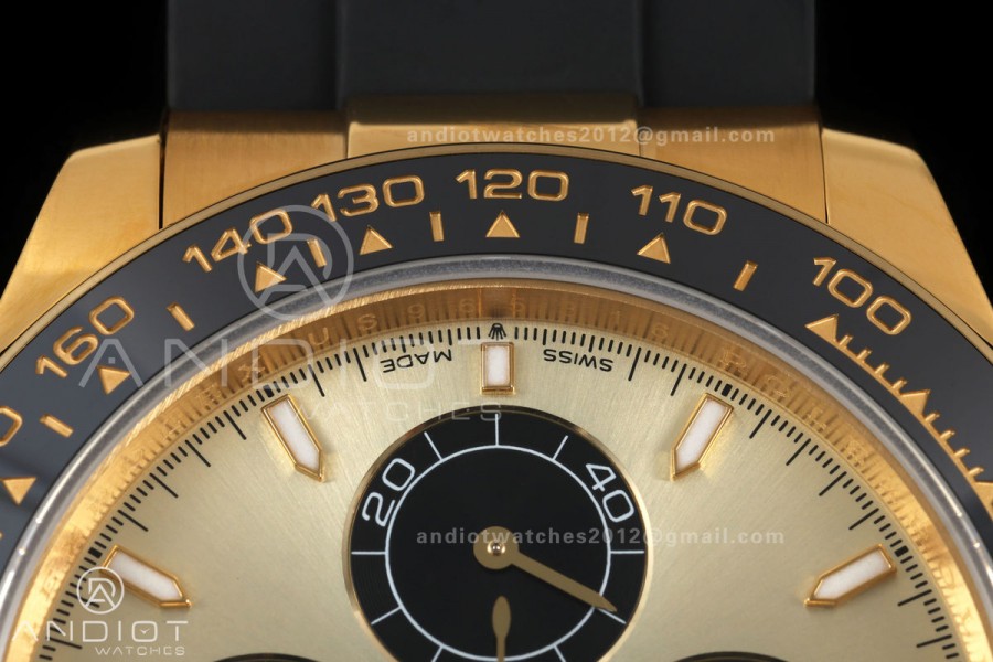 Daytona 126518 QF 1:1 Best Edition YG/Black Dial on Oysterflex Strap JH4131 V18 Weighted (Free Sprung)