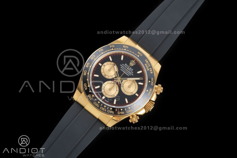 Daytona 126518 QF 1:1 Best Edition Black/YG Dial on Oysterflex Strap JH4131 V18 Weighted (Free Sprung)