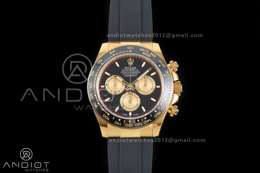 Daytona 126518 QF 1:1 Best Edition Black/YG Dial on Oysterflex Strap JH4131 V18 Weighted (Free Sprung)