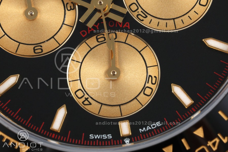 Daytona 126518 QF 1:1 Best Edition Black/YG Dial on Oysterflex Strap JH4131 V18 Weighted (Free Sprung)