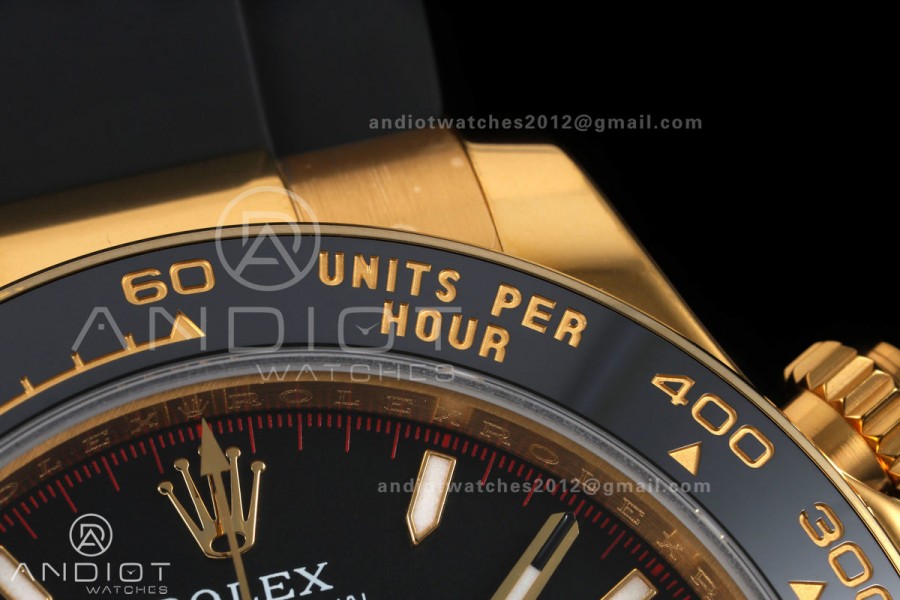 Daytona 126518 QF 1:1 Best Edition Black/YG Dial on Oysterflex Strap JH4131 V18 Weighted (Free Sprung)