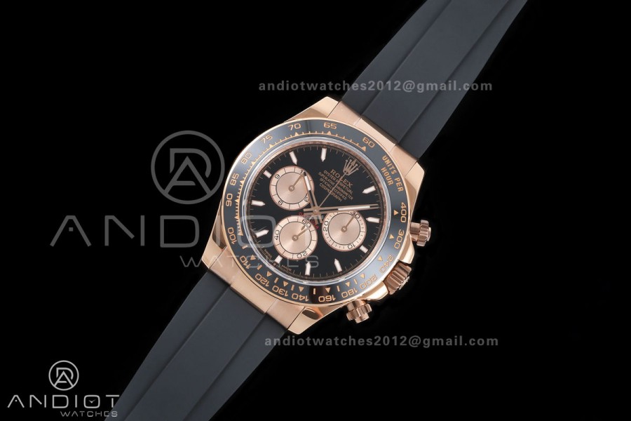 Daytona 126515 QF 1:1 Best Edition Black/RG Dial on Oysterflex Strap JH4131 V18 Weighted (Free Sprung)