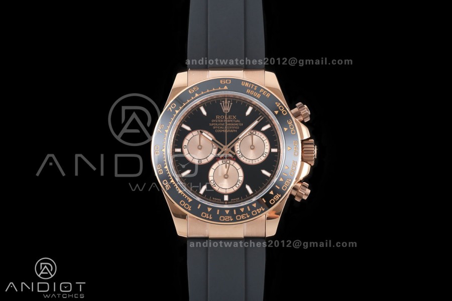 Daytona 126515 QF 1:1 Best Edition Black/RG Dial on Oysterflex Strap JH4131 V18 Weighted (Free Sprung)