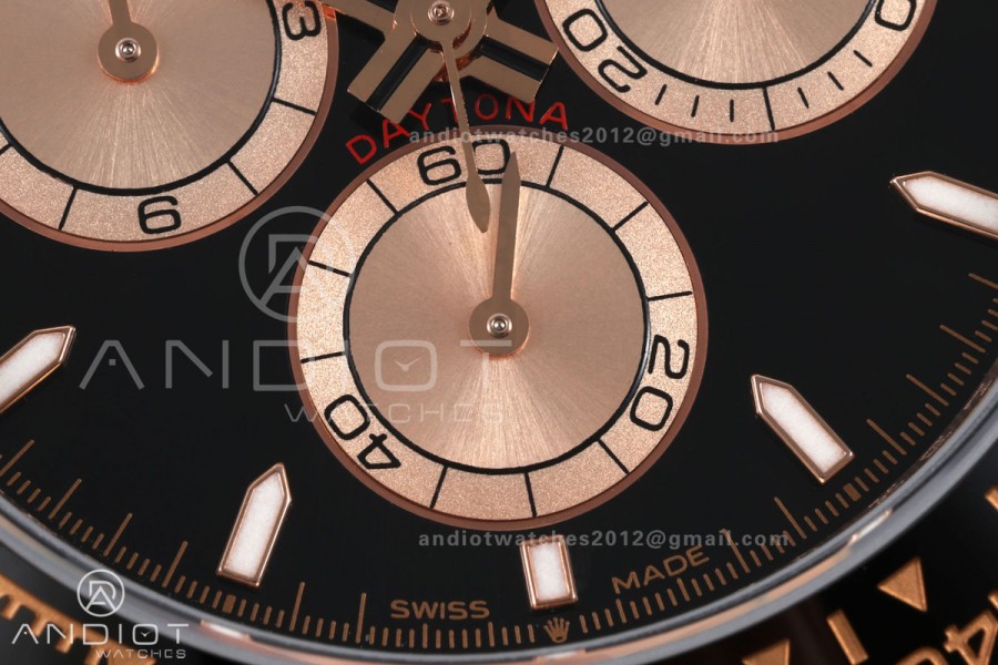 Daytona 126515 QF 1:1 Best Edition Black/RG Dial on Oysterflex Strap JH4131 V18 Weighted (Free Sprung)