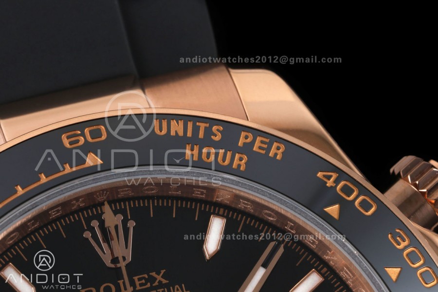 Daytona 126515 QF 1:1 Best Edition Black/RG Dial on Oysterflex Strap JH4131 V18 Weighted (Free Sprung)