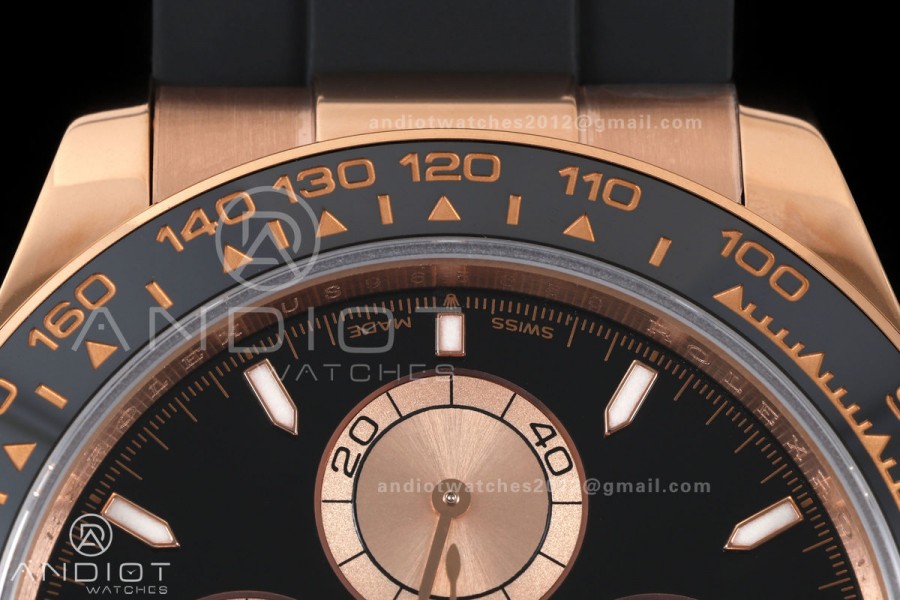 Daytona 126515 QF 1:1 Best Edition Black/RG Dial on Oysterflex Strap JH4131 V18 Weighted (Free Sprung)