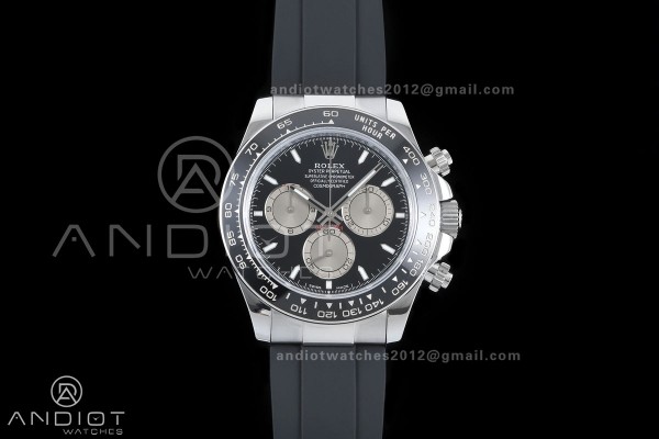 Daytona 126519 QF 1:1 Best Edition Black/Silver Dial on Oysterflex Strap JH4131 V18 Weighted (Free Sprung)
