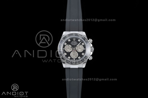 Daytona 126519 QF 1:1 Best Edition Black/Silver Diamonds Dial on Oysterflex Strap JH4131 V18 Weighted (Free Sprung)