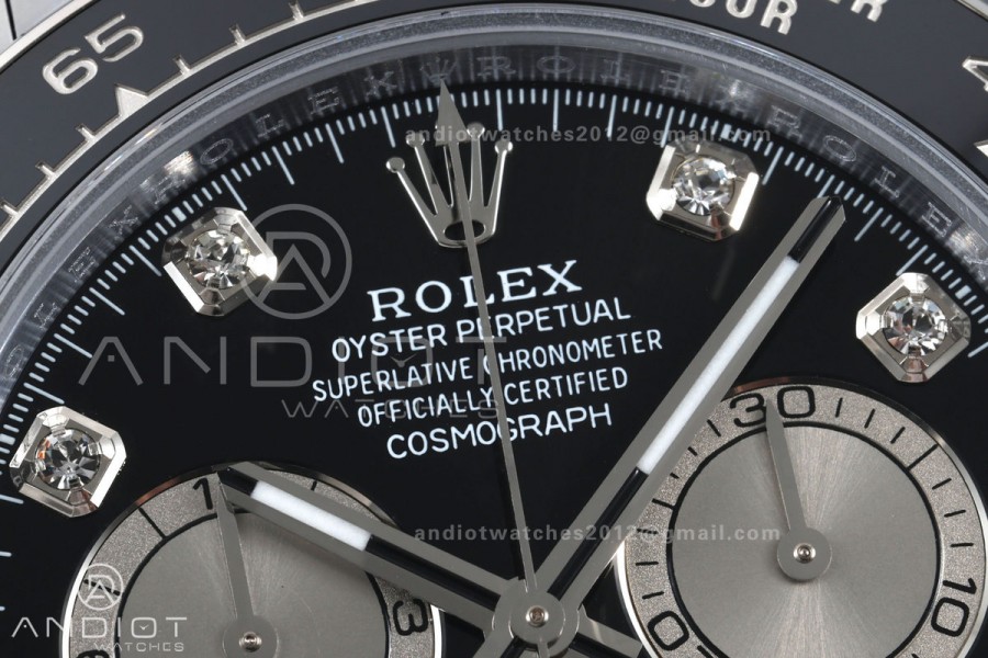 Daytona 126519 QF 1:1 Best Edition Black/Silver Diamonds Dial on Oysterflex Strap JH4131 V18 Weighted (Free Sprung)