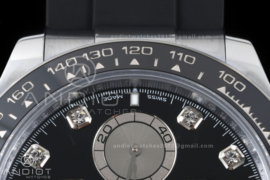 Daytona 126519 QF 1:1 Best Edition Black/Silver Diamonds Dial on Oysterflex Strap JH4131 V18 Weighted (Free Sprung)