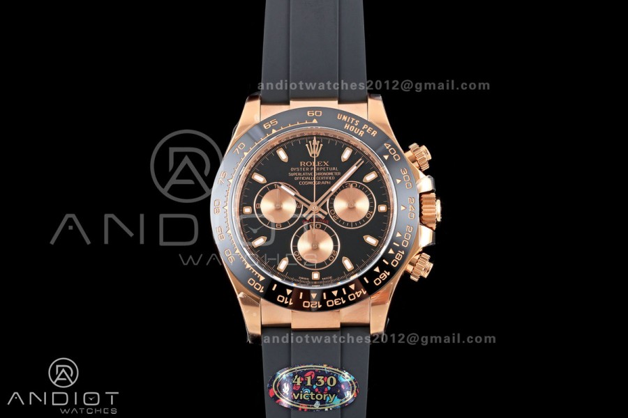 Daytona 116515 VF 1:1 Best Edition 904L Steel Black/RG Dial on Oysterflex Strap DD4130