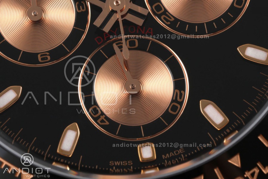 Daytona 116515 VF 1:1 Best Edition 904L Steel Black/RG Dial on Oysterflex Strap DD4130