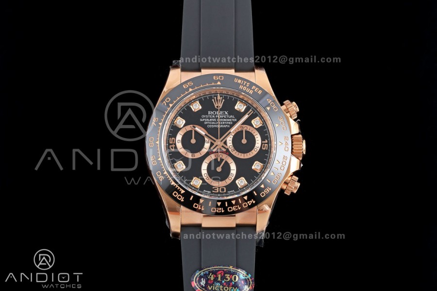 Daytona 116515 VF 1:1 Best Edition 904L Steel Black Diamonds Dial on Oysterflex Strap DD4130