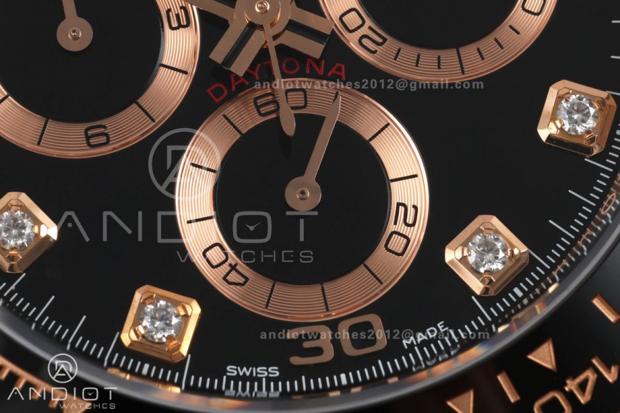 Daytona 116515 VF 1:1 Best Edition 904L Steel Black Diamonds Dial on Oysterflex Strap DD4130