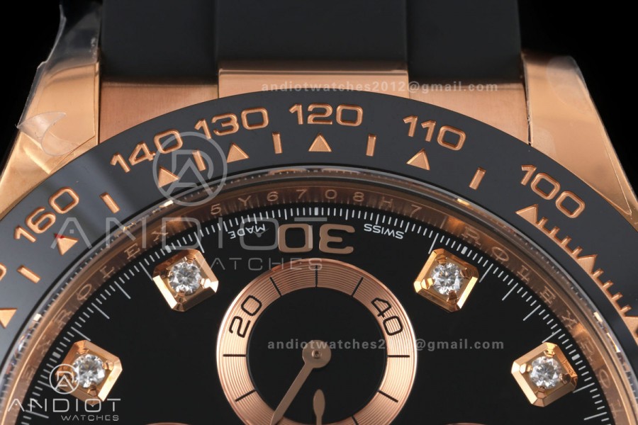 Daytona 116515 VF 1:1 Best Edition 904L Steel Black Diamonds Dial on Oysterflex Strap DD4130