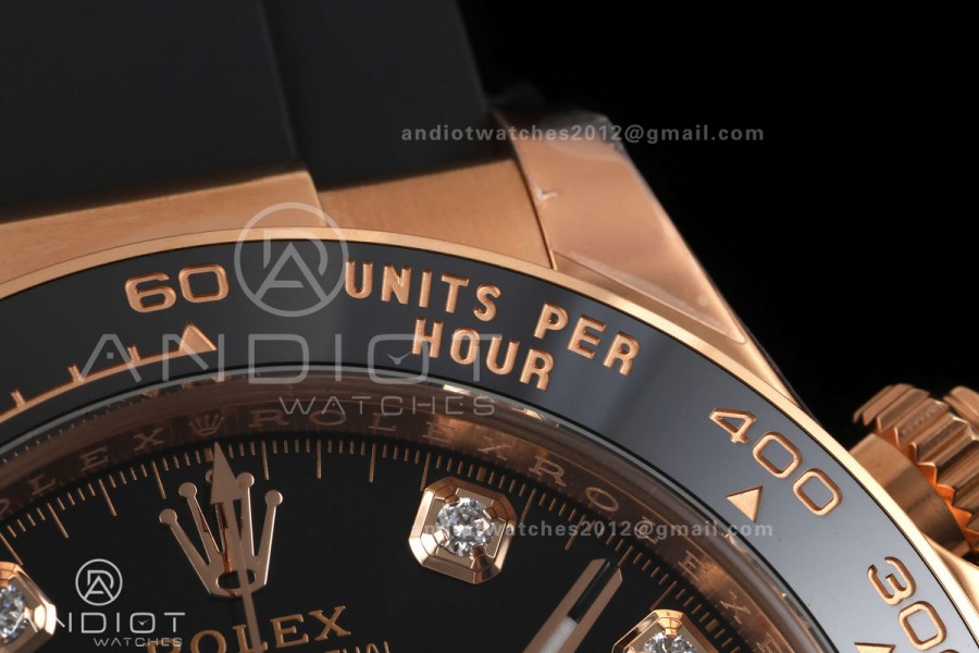 Daytona 126515 VF 1:1 Best Edition 904L Steel Black/RG Diamonds Dial on Oysterflex Strap DD4131