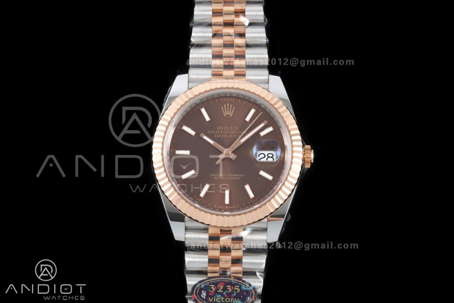 DateJust 41 126331 904L SS/RG VF 1:1 Best Edition Brown Stick Dial on Jubilee Bracelet DD3235