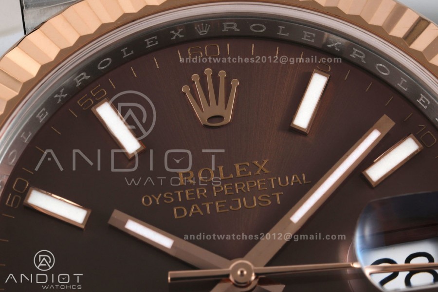 DateJust 41 126331 904L SS/RG VF 1:1 Best Edition Brown Stick Dial on Jubilee Bracelet DD3235