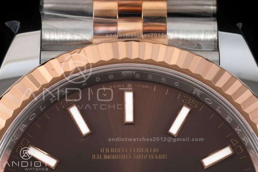 DateJust 41 126331 904L SS/RG VF 1:1 Best Edition Brown Stick Dial on Jubilee Bracelet DD3235