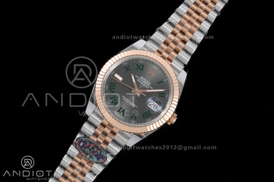 DateJust 41 126331 904L SS/RG VF 1:1 Best Edition Gray Dial Green Roman on Jubilee Bracelet DD3235