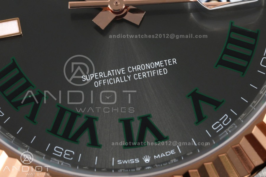 DateJust 41 126331 904L SS/RG VF 1:1 Best Edition Gray Dial Green Roman on Jubilee Bracelet DD3235