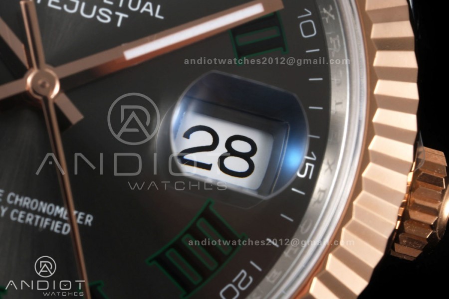 DateJust 41 126331 904L SS/RG VF 1:1 Best Edition Gray Dial Green Roman on Jubilee Bracelet DD3235